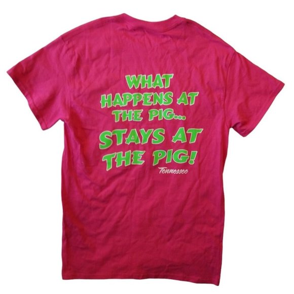 Piggly Wiggly Shirt Unisex Size Small Pig Pink Green Grocery Store Tennessee - Picture 1 of 10